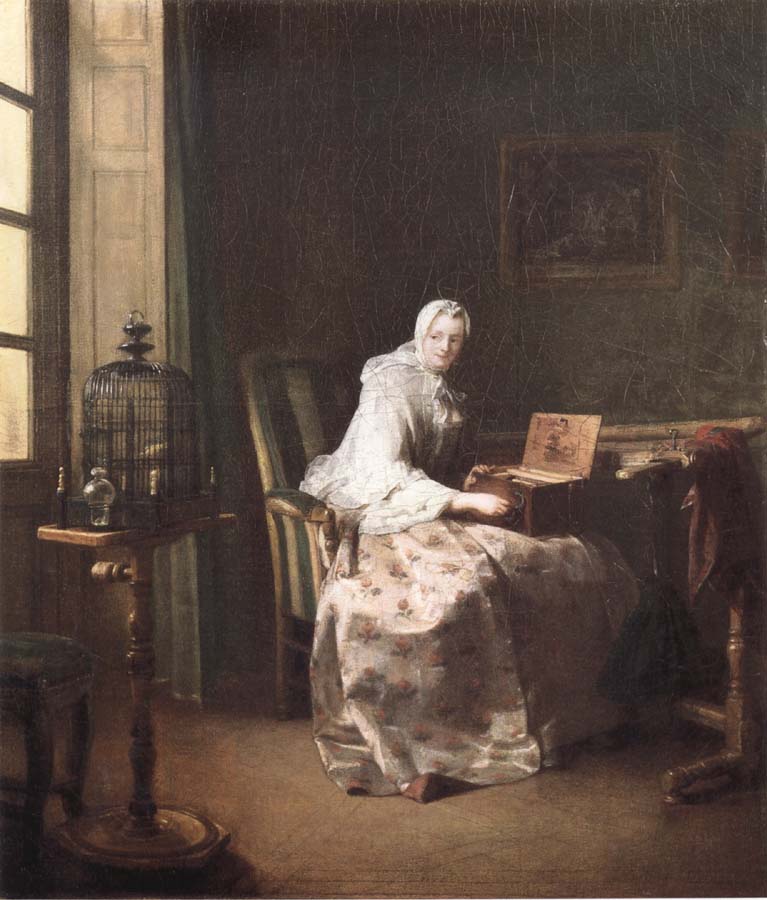 Jean Baptiste Simeon Chardin Lady with a Bird-Organ